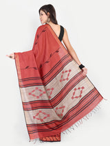 Red and Beige Eri Silk Saree