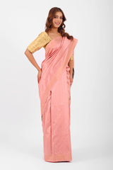 Elegant Pink Dupion Silk Saree with Contrast Aanchal