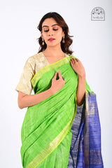 "Neel Tara" Ghicha Silk Saree with Dual-Tone Zari Pallu