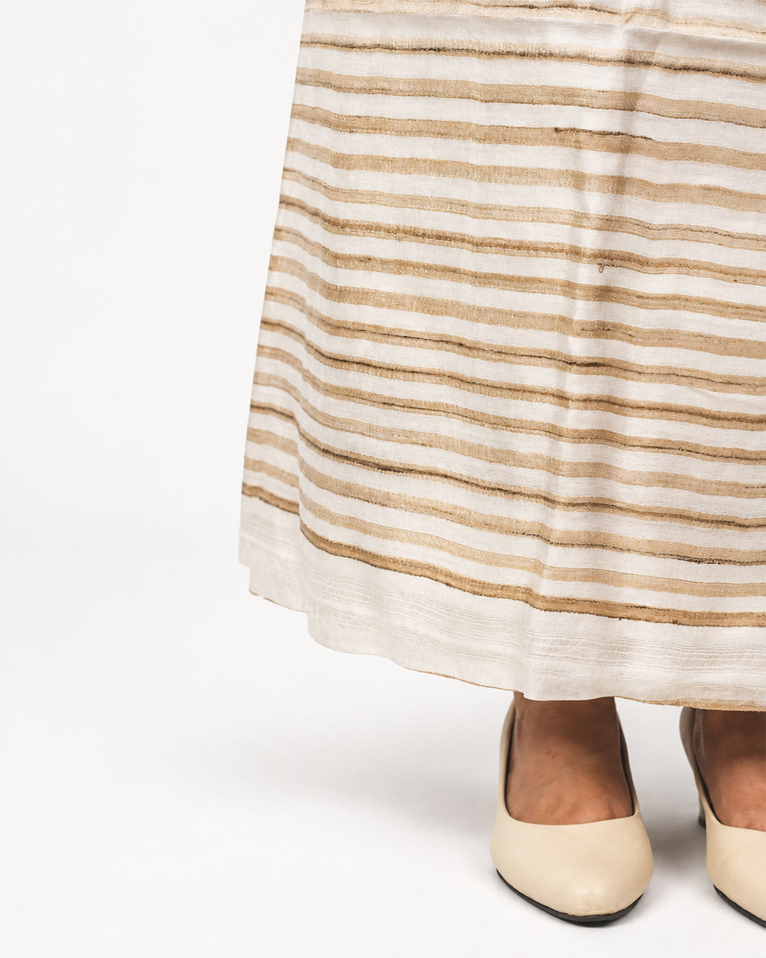 ERI OFF-WHITE STRIPED SILK THREE PIECE SUIT