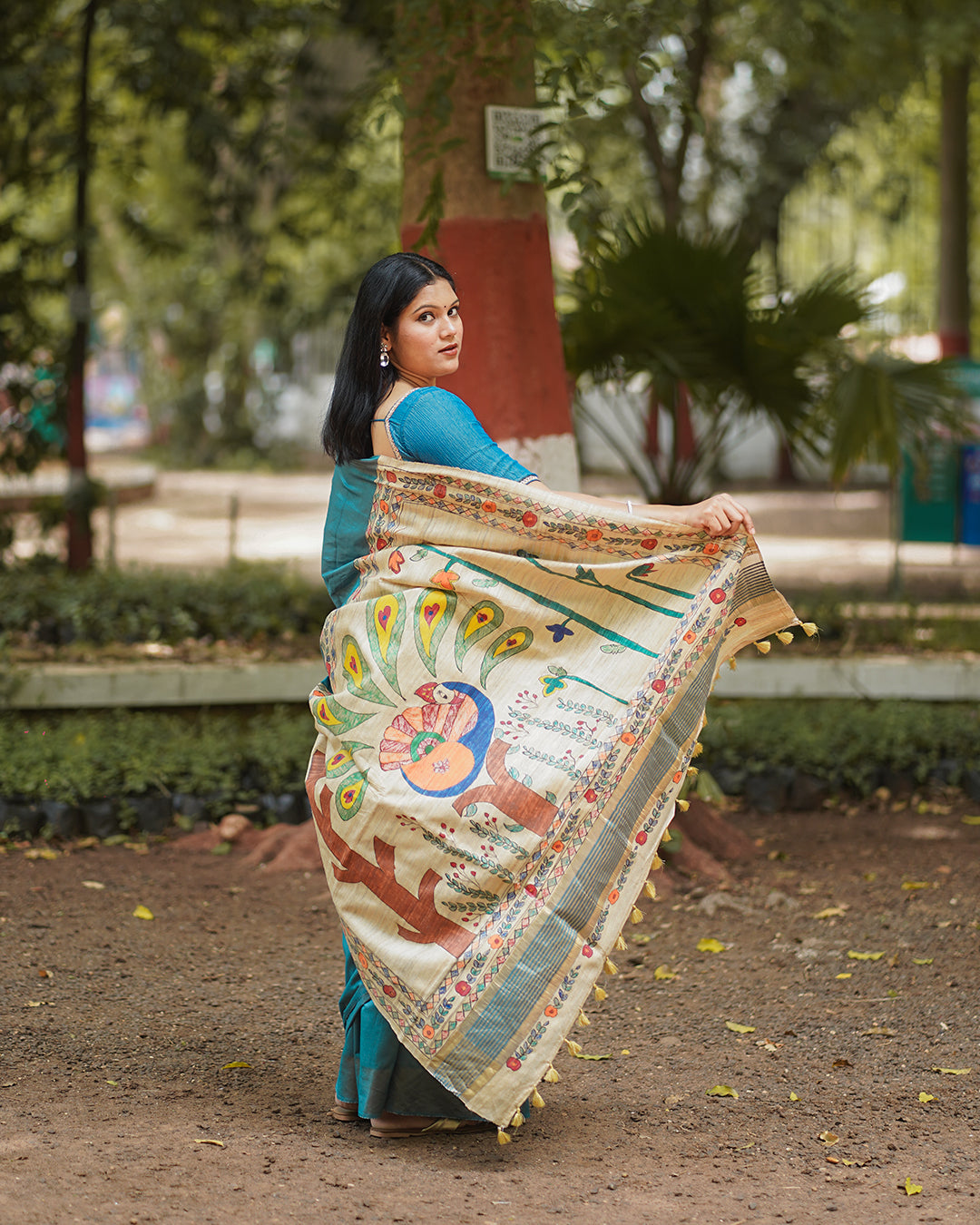 TEAL BLUE ERI SILK SAREE