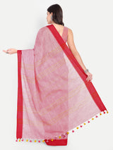 Classic Pink & Red Cotton Saree