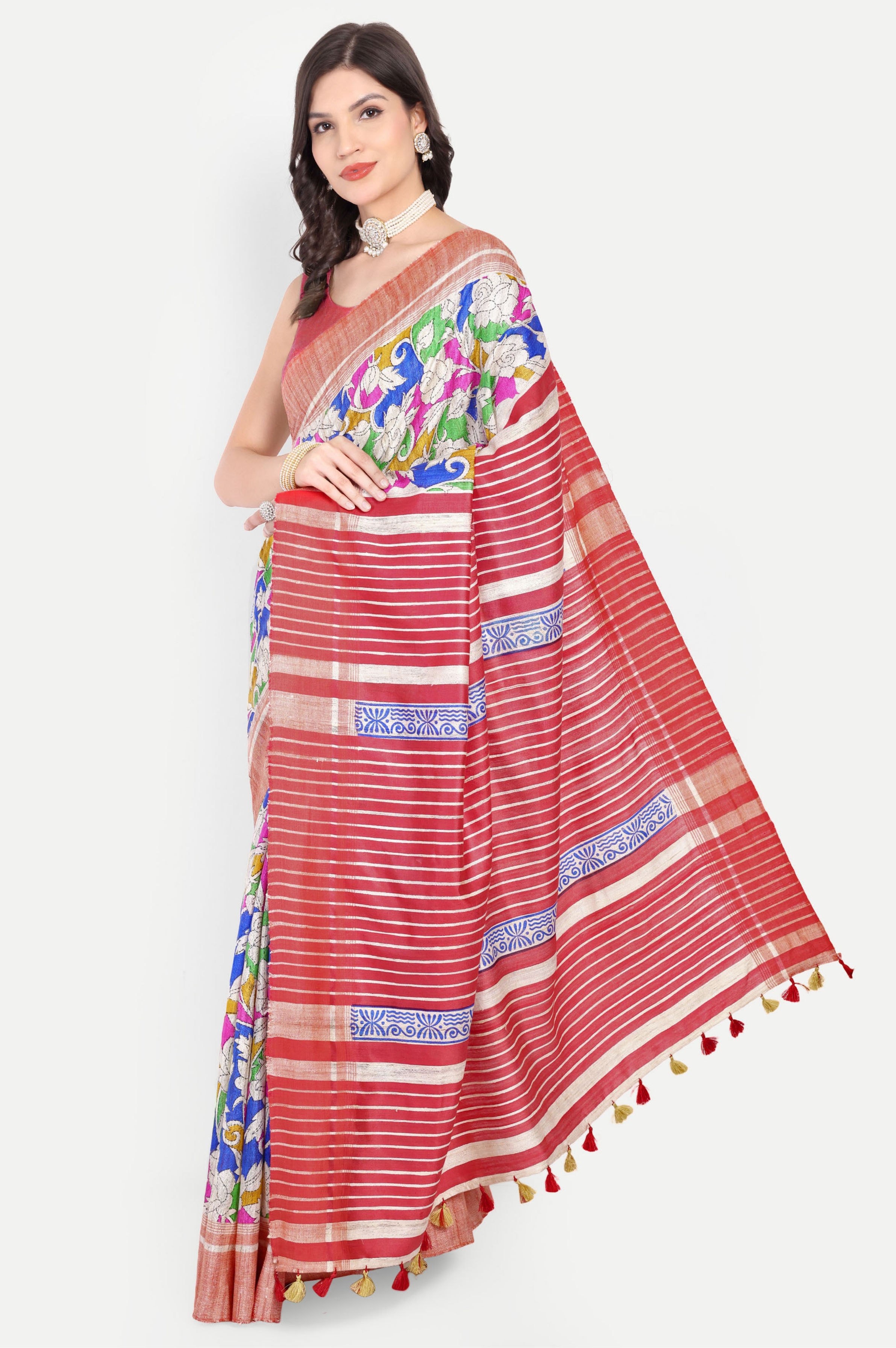 RED GHICHA SILK SAREE