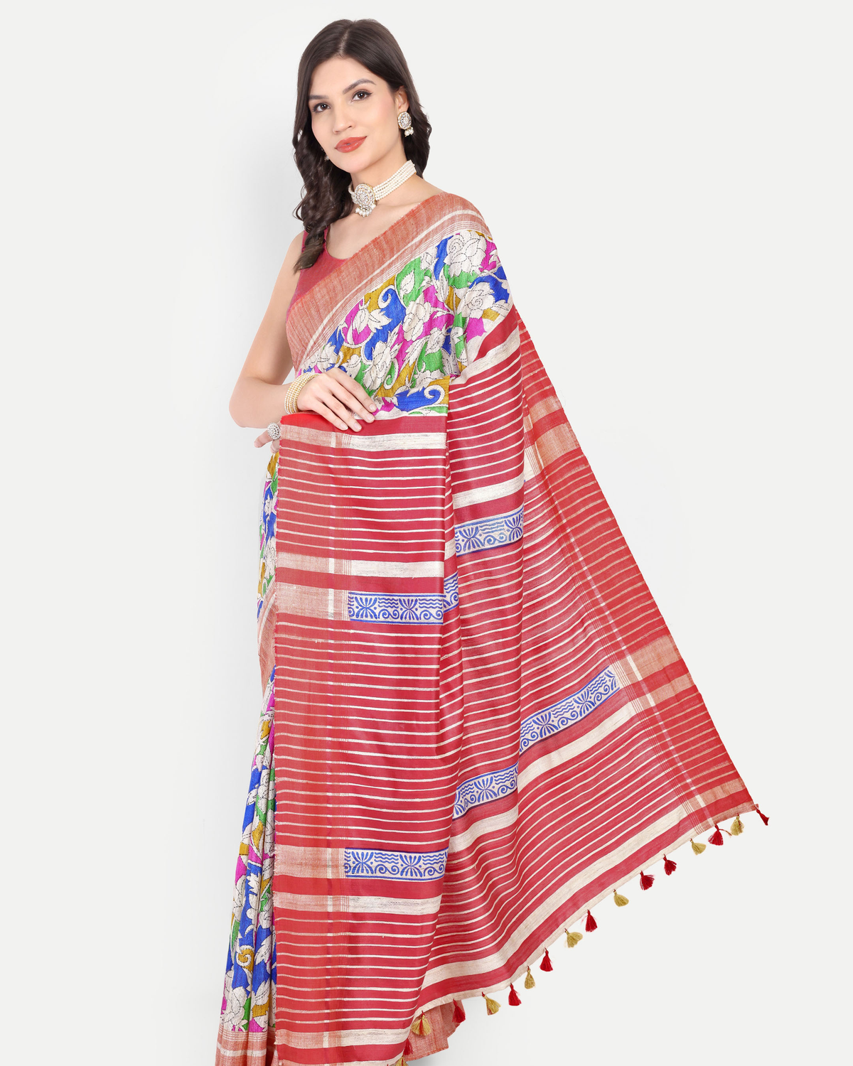 RED GHICHA SILK SAREE