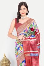 RED GHICHA SILK SAREE