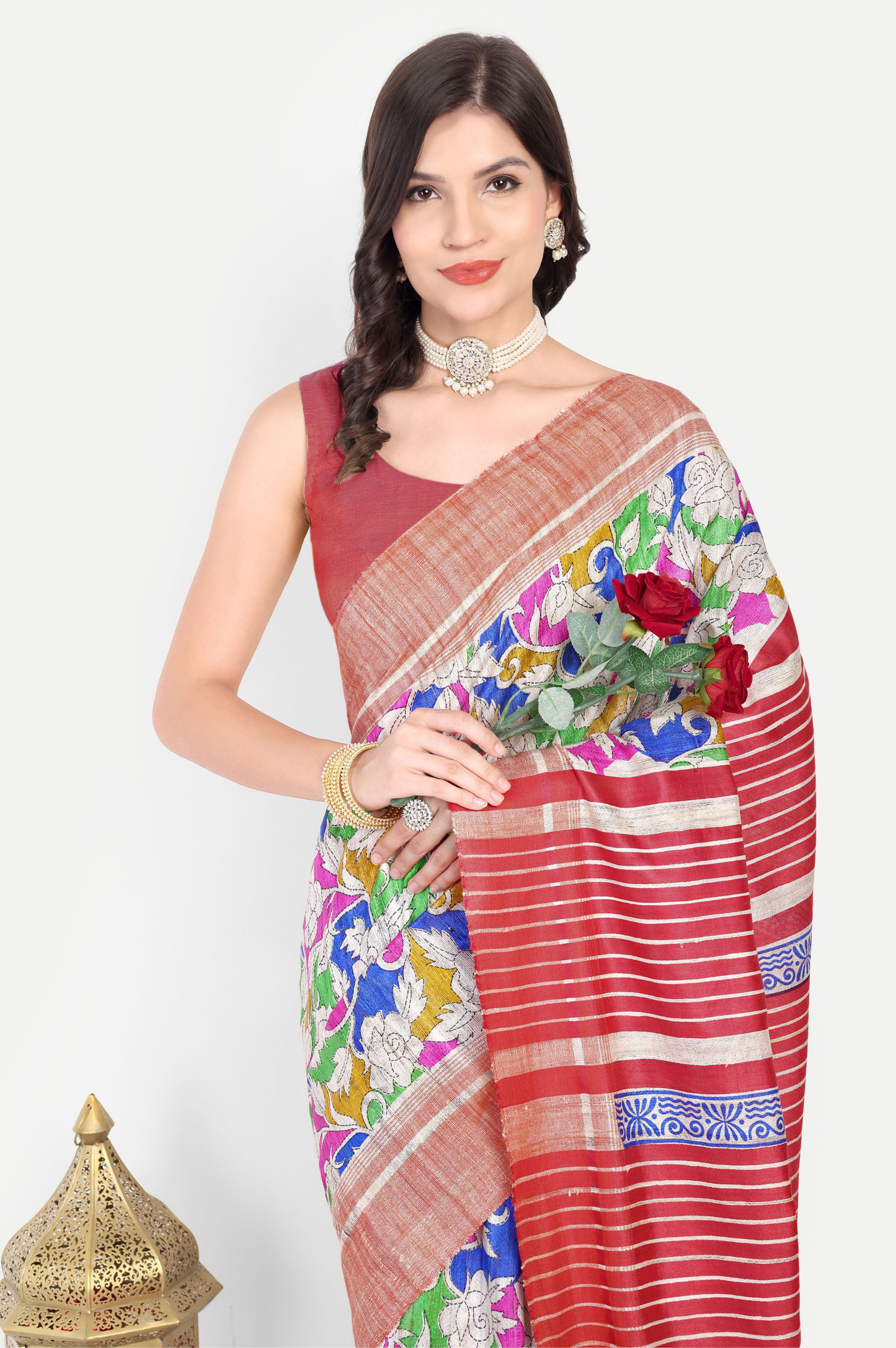 RED GHICHA SILK SAREE