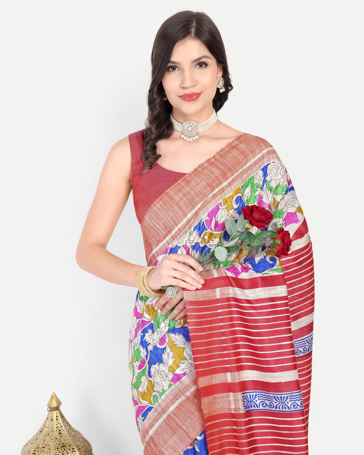 RED GHICHA SILK SAREE