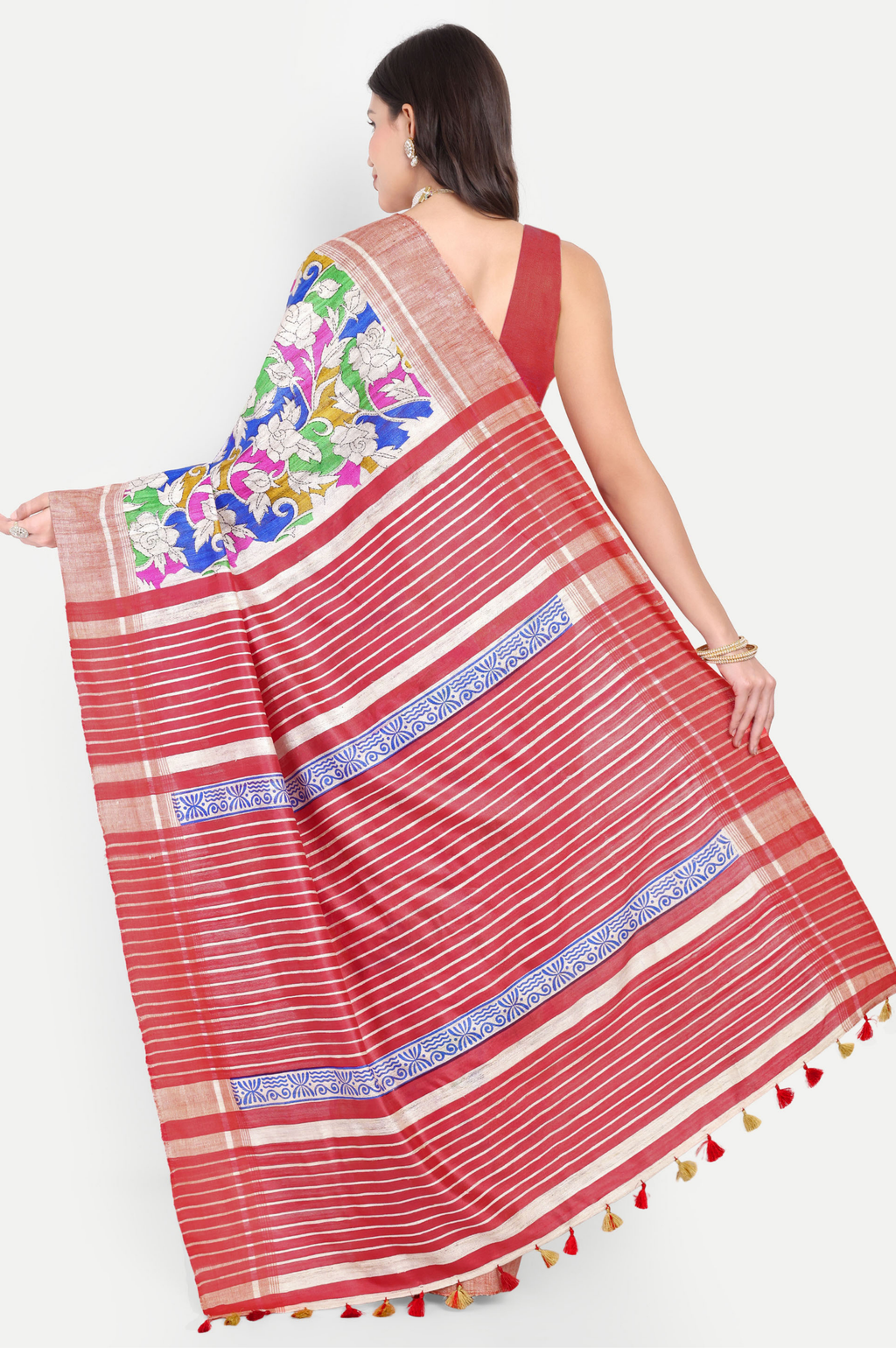 RED GHICHA SILK SAREE