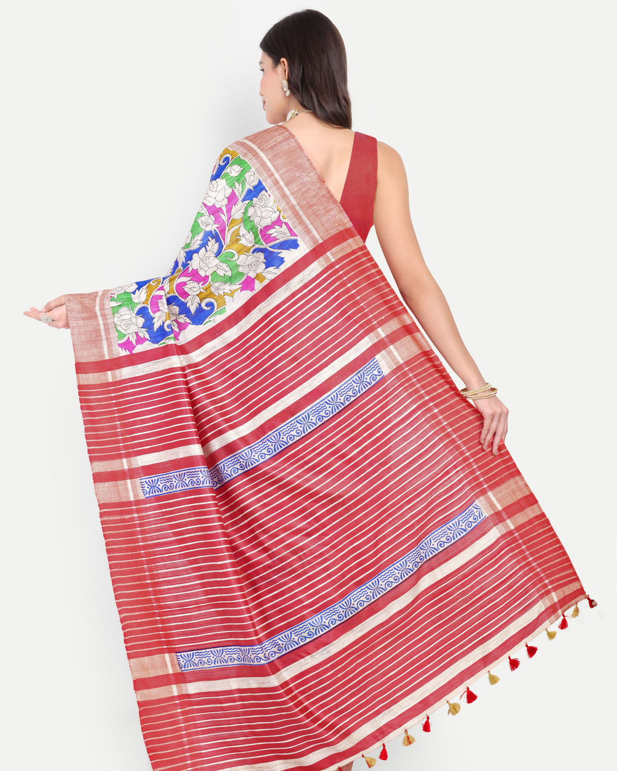 RED GHICHA SILK SAREE