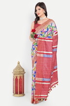 RED GHICHA SILK SAREE