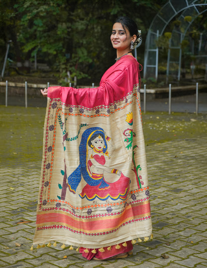 CORAL PINK ERI SILK SAREE