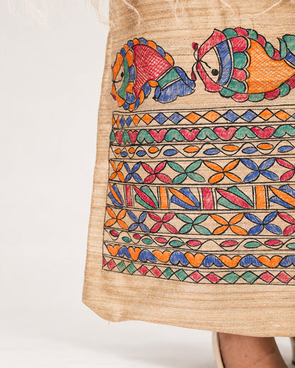 GHICHA SILK MADHUBANI PAINTED SUIT SET