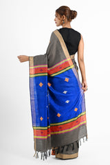 Grey Eri Silk Saree with Bawan Buta Dupion Aanchal