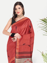 Red and Beige Eri Silk Saree