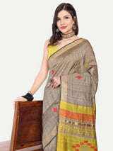 Authentic Desi Tussar Silk Saree with Woven Motifs