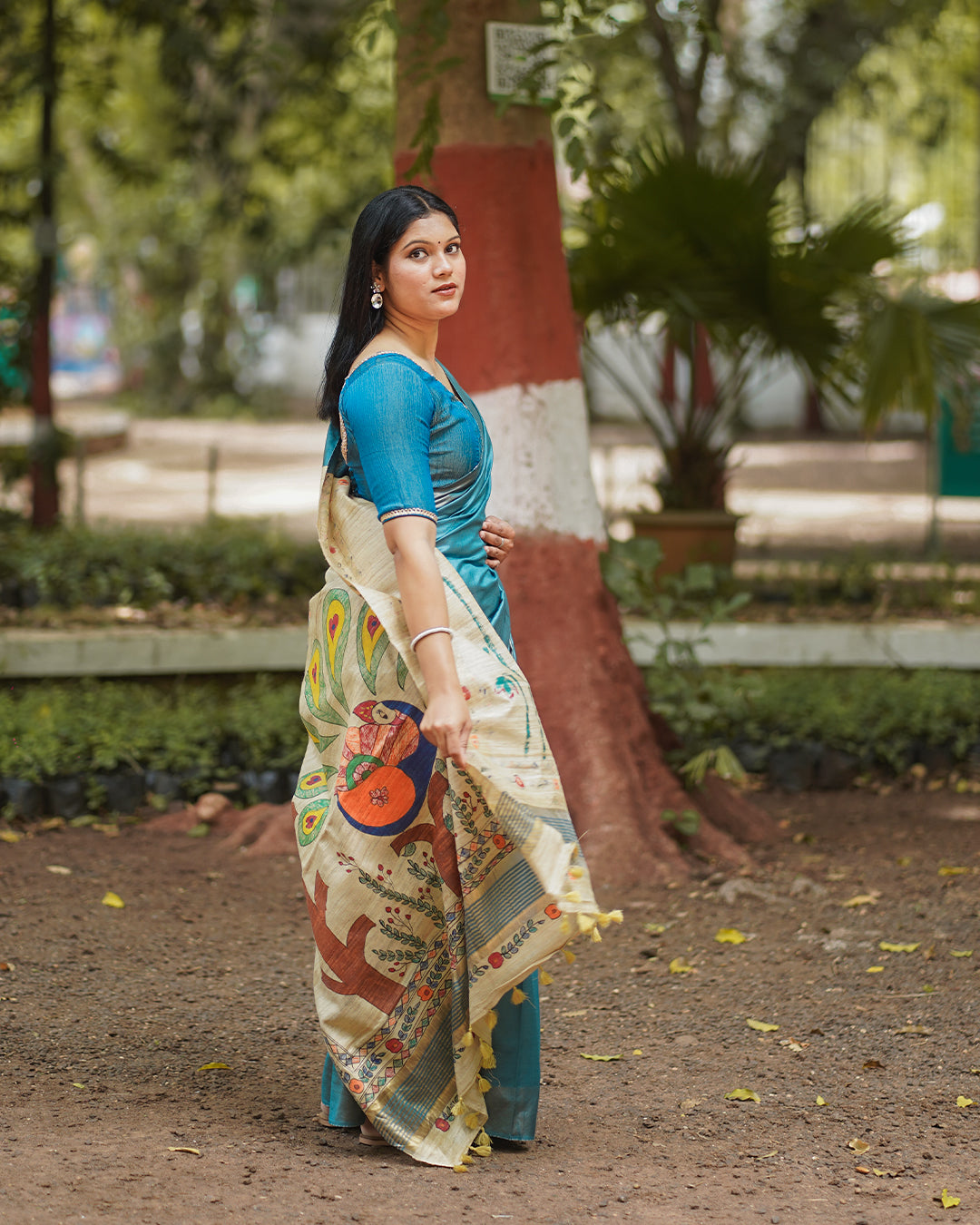 TEAL BLUE ERI SILK SAREE