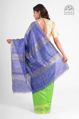 "Neel Tara" Ghicha Silk Saree with Dual-Tone Zari Pallu