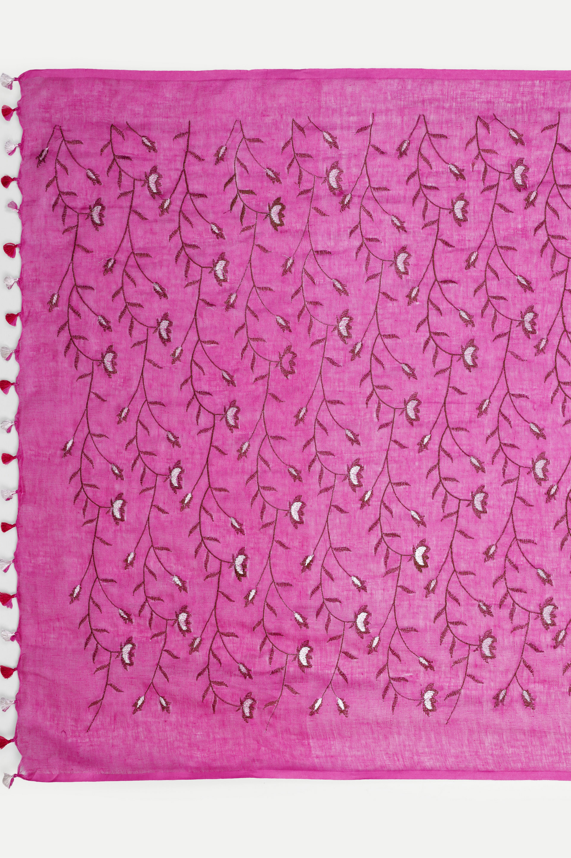 RANI PINK FLORAL LINEN SAREE