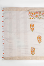OFF WHITE FLORAL MODAL SILK SAREE