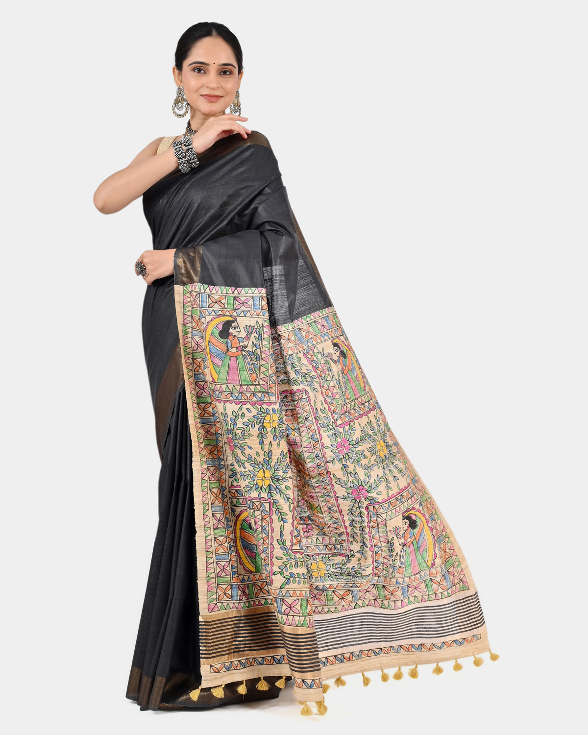 CHARCOAL GREY ERI SILK SAREE