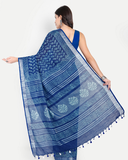 INDIGO BLUE BLOCK PRINT SAREE