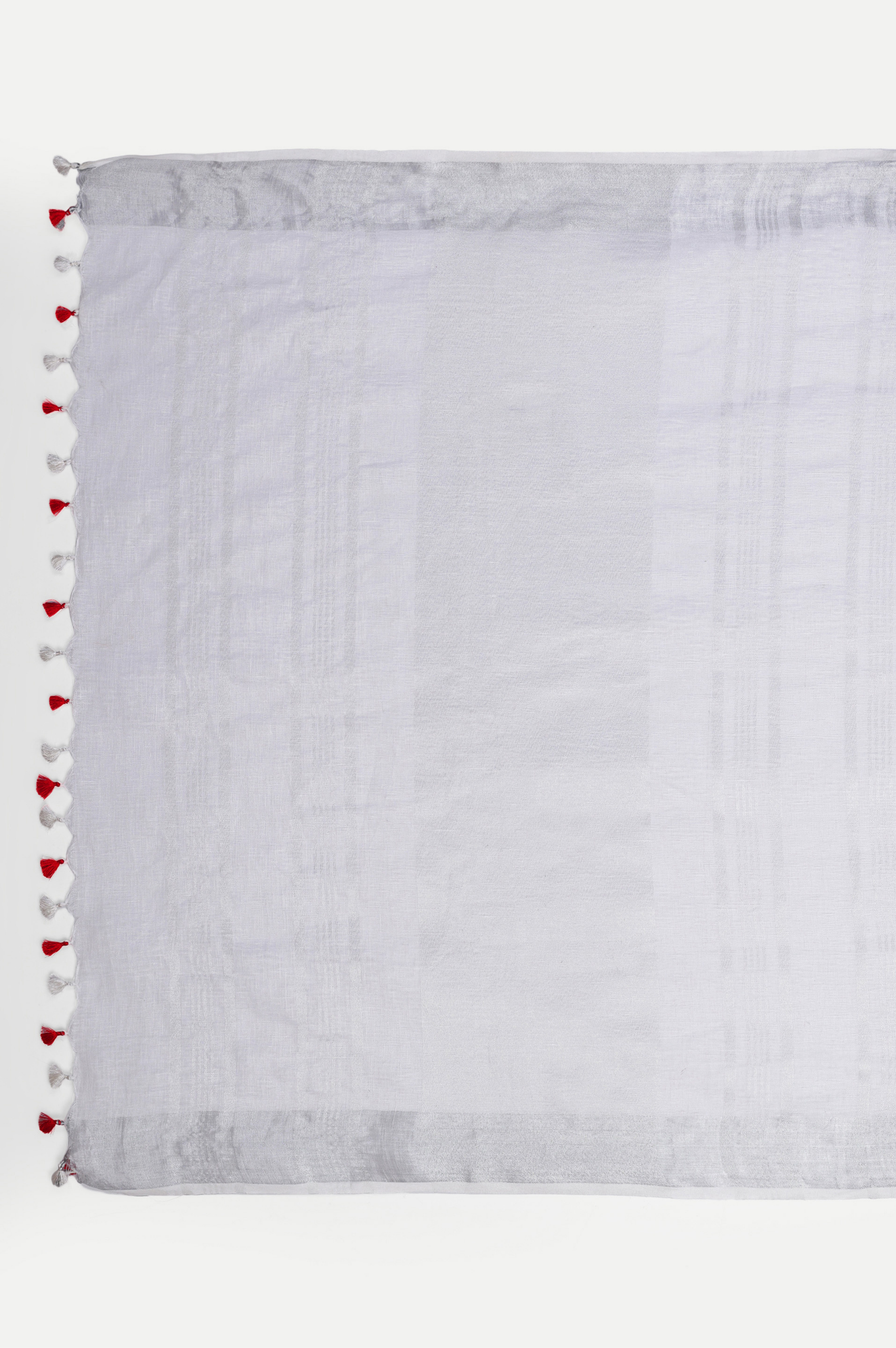 SILVER MIST GREY EMBROIDERED LINEN SAREE