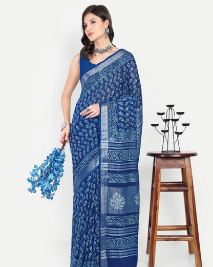 INDIGO BLUE BLOCK PRINT SAREE