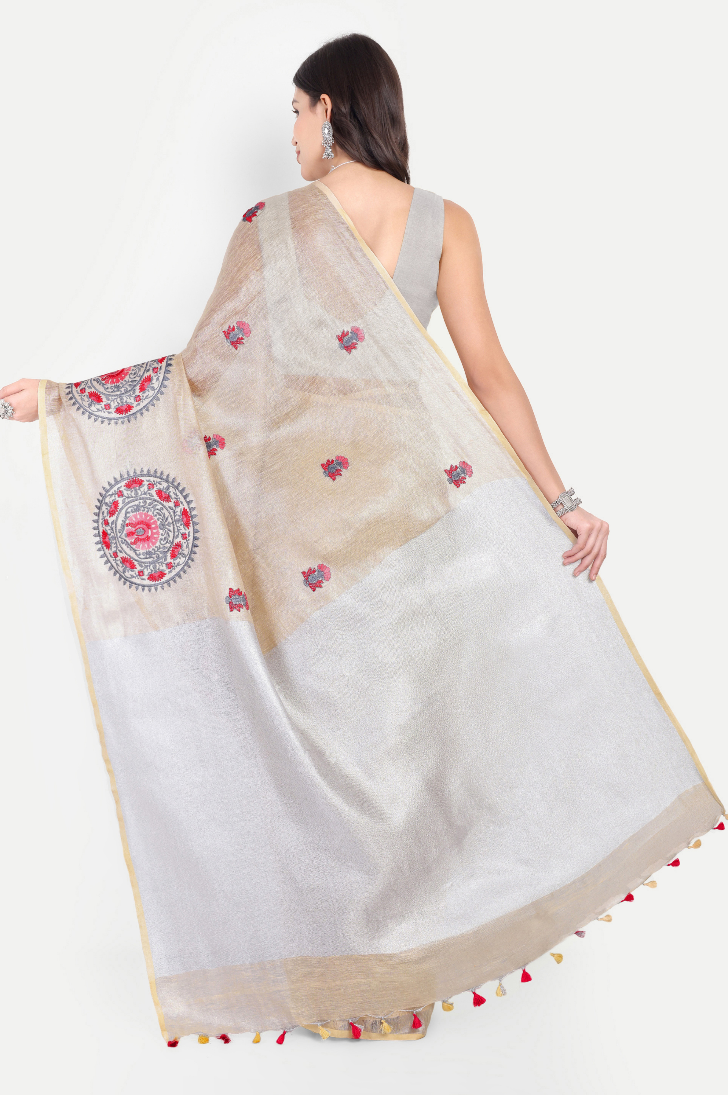 GULNAAR ZARI LINEN SAREE