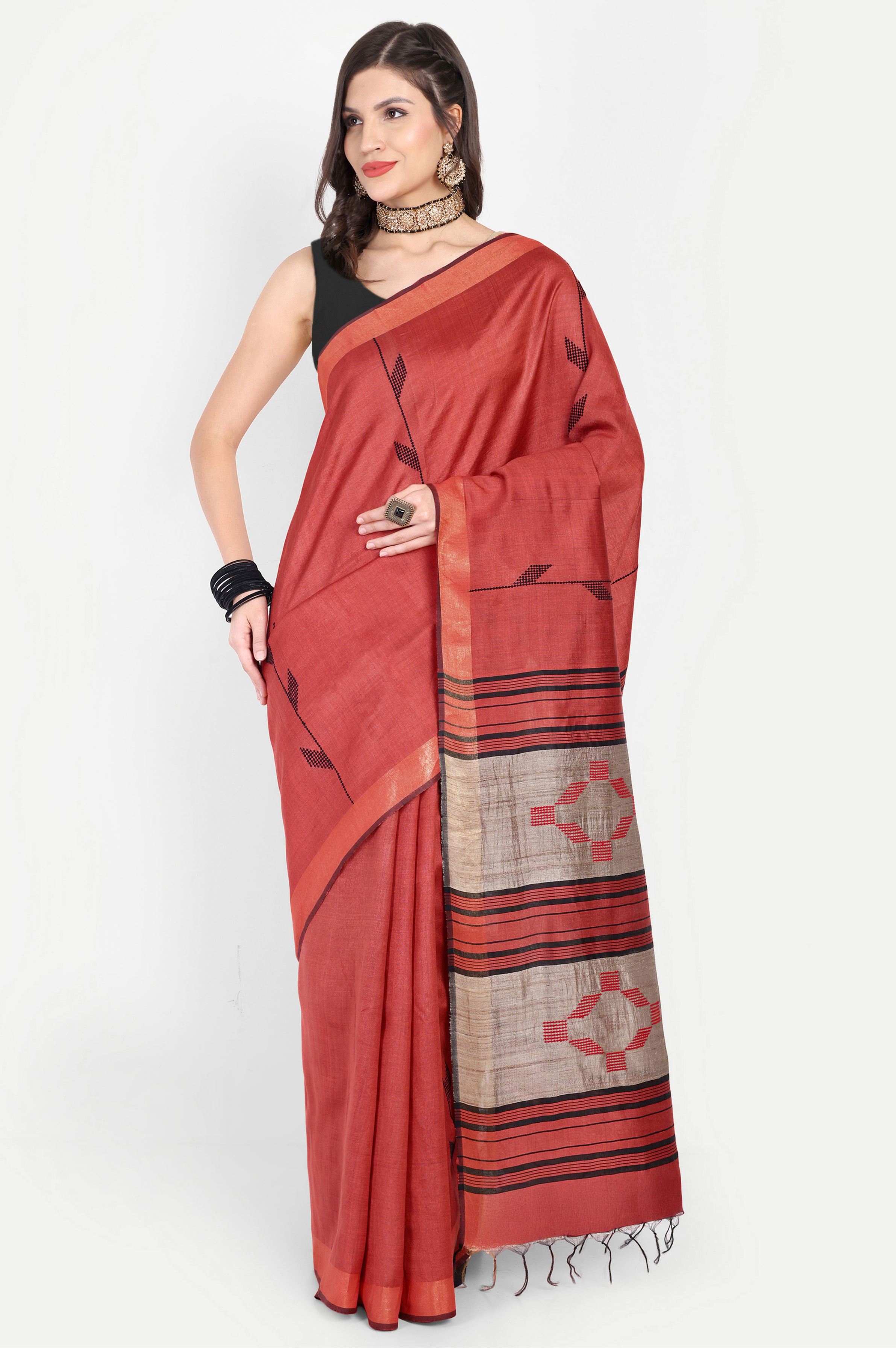 RUST RED ERI SILK SAREE