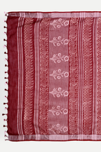 MAROON BLOCK PRINT COTTON SAREE