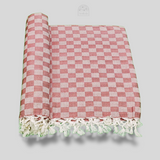 Earthy Rose Checkered Bhagalpuri Chadar | Ultra-Soft Cotton Throw