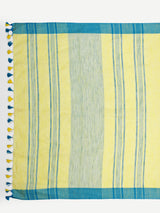 Vibrant Yellow & Blue Striped Cotton Saree