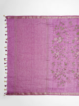 Regal Orchid Purple Linen Saree with Floral Embroidery