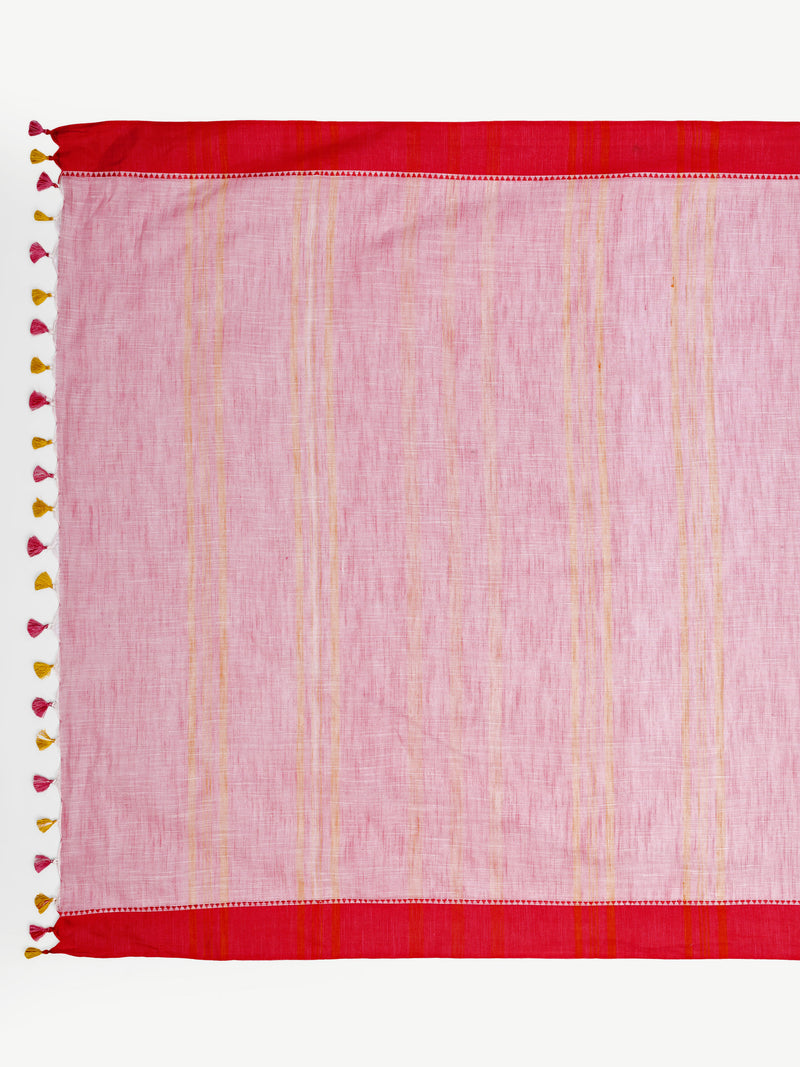 Classic Pink & Red Cotton Saree