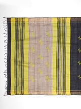 Contemporary Black & Yellow Eri Silk Saree with Woven Motifs
