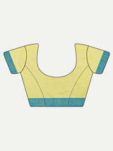 Vibrant Yellow & Blue Striped Cotton Saree