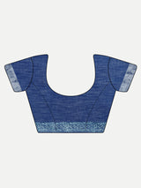 Classic Indigo Blue Block Print Cotton Saree