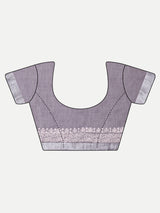 Elegant Grey Block Print Cotton Saree