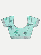 Vibrant Sea Green Digital Print Linen Saree