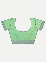 Fresh Lime Green Floral Digital Print Linen Saree