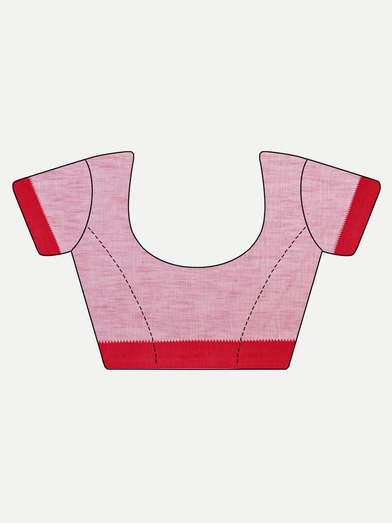 Classic Pink & Red Cotton Saree