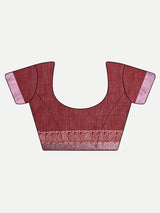 Rich Maroon Block Print Cotton Saree