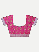 Vibrant Sea Green & Rani Pink Digital Print Linen Saree