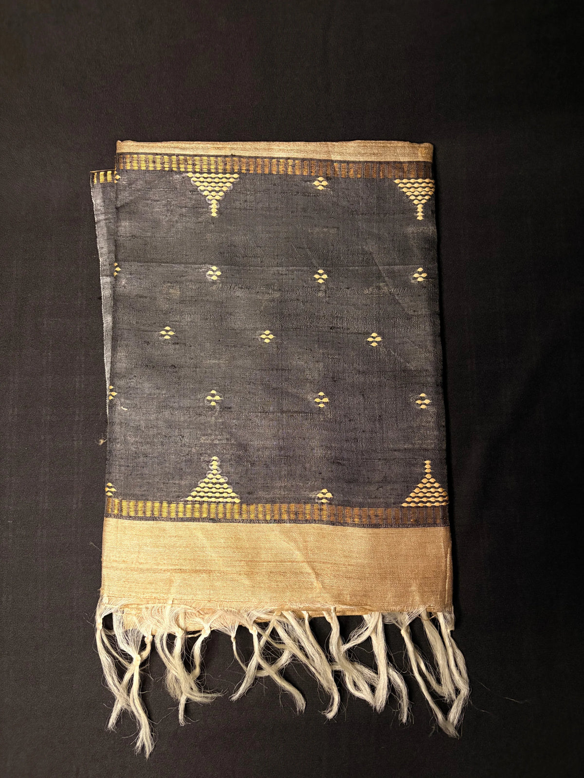 GOLDEN BEIGE TUSSAR DUPATTA - Hand - woven
