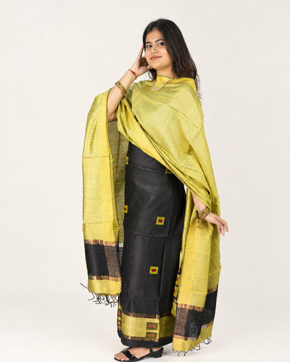 HANDWOVEN LIME GREEN ERI SILK SUIT SET
