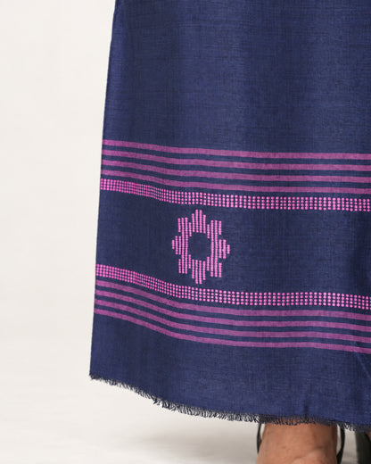 HANDWOVEN PURPLE & NAVY BLUE ERI SILK SUIT SET