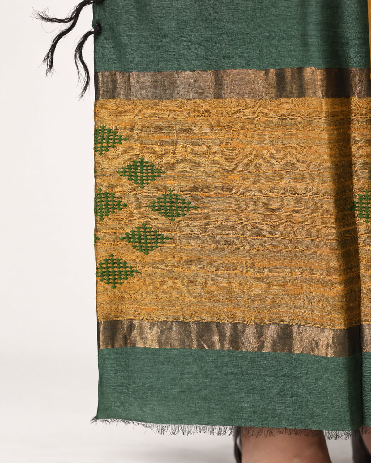 HANDWOVEN MUSTARD & OLIVE GREEN ERI SILK SUIT SET