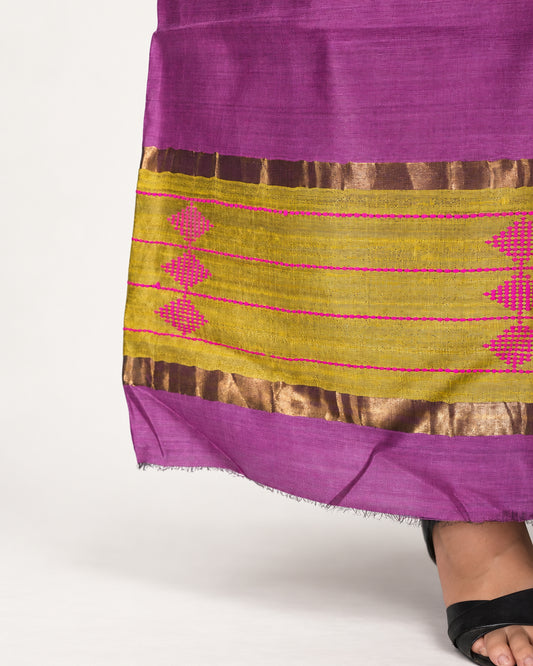 HANDWOVEN LIME GREEN & MAGENTA ERI SILK SUIT SET