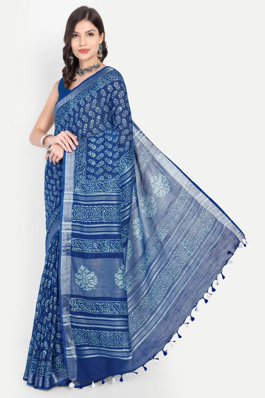 INDIGO BLUE BLOCK PRINT SAREE - Block Print