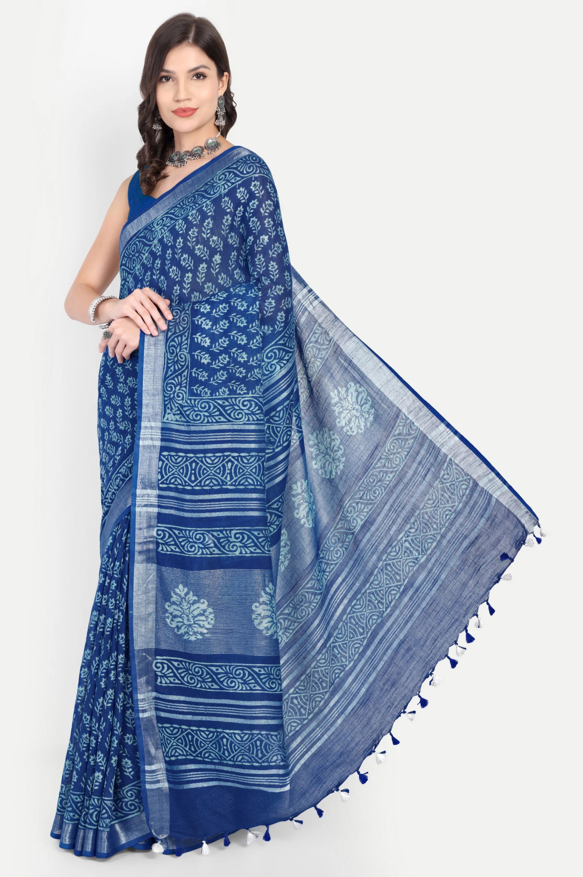 INDIGO BLUE BLOCK PRINT SAREE - Block Print